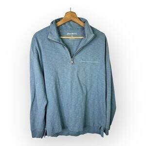Eddie Bauer Mens size Medium 1/4 Zip Up Pullover Top Blue d1166124